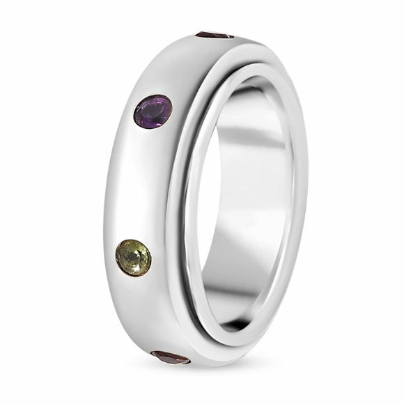 Chakra / Anxiety Authentic Gemstone Spinner Ring - Picture 3 of 10